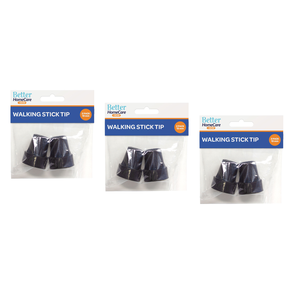 Better Home Care Now Walking Stick Tips Rubber Non Slip 19mm Black Bundle of 3