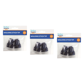 Better Home Care Now Walking Stick Tips Rubber Non Slip 19mm Black Bundle of 3