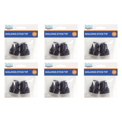 Better Home Care Now 19mm Black Walking Stick Non Slip Tips Bundle of 6
