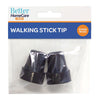 Better Home Care Now Walking Stick Tips Rubber Non-Slip End Bottom Black 19mm Pack x 2