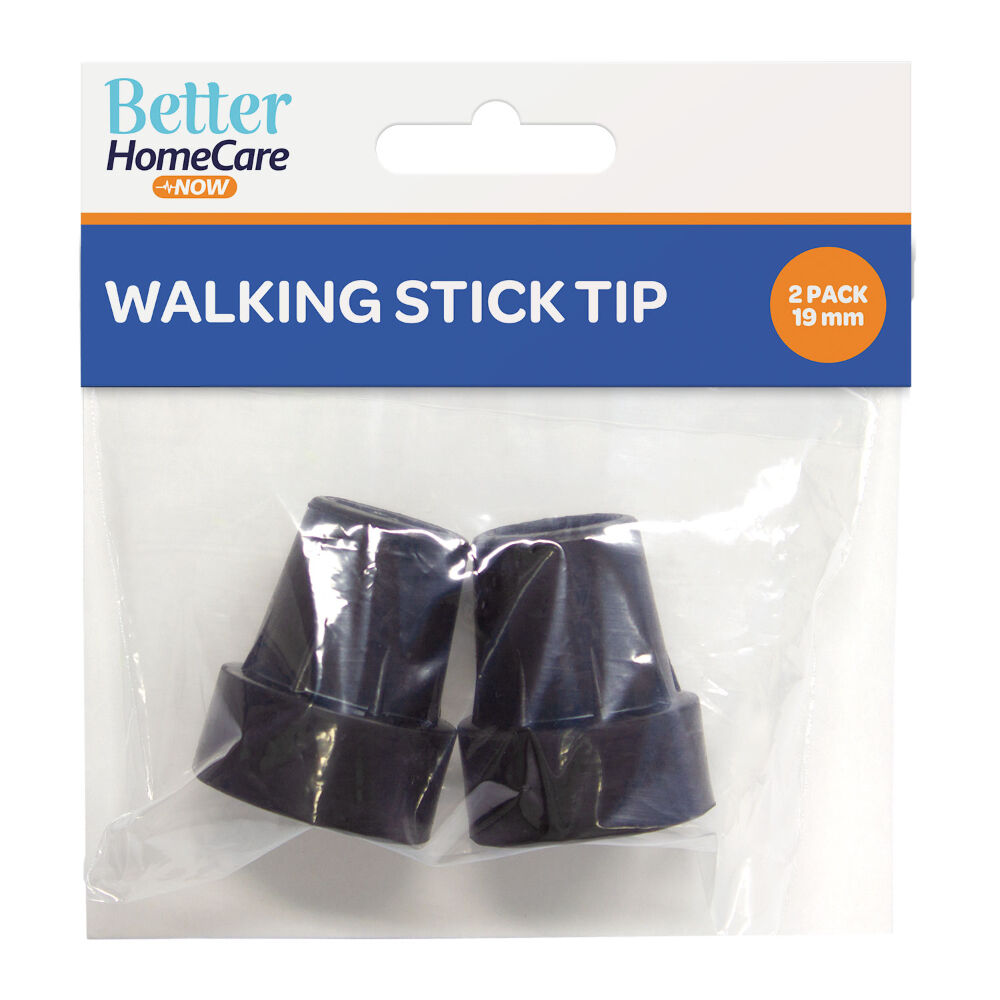 Better Home Care Now Walking Stick Tips Rubber Non-Slip End Bottom Black 19mm Pack x 2