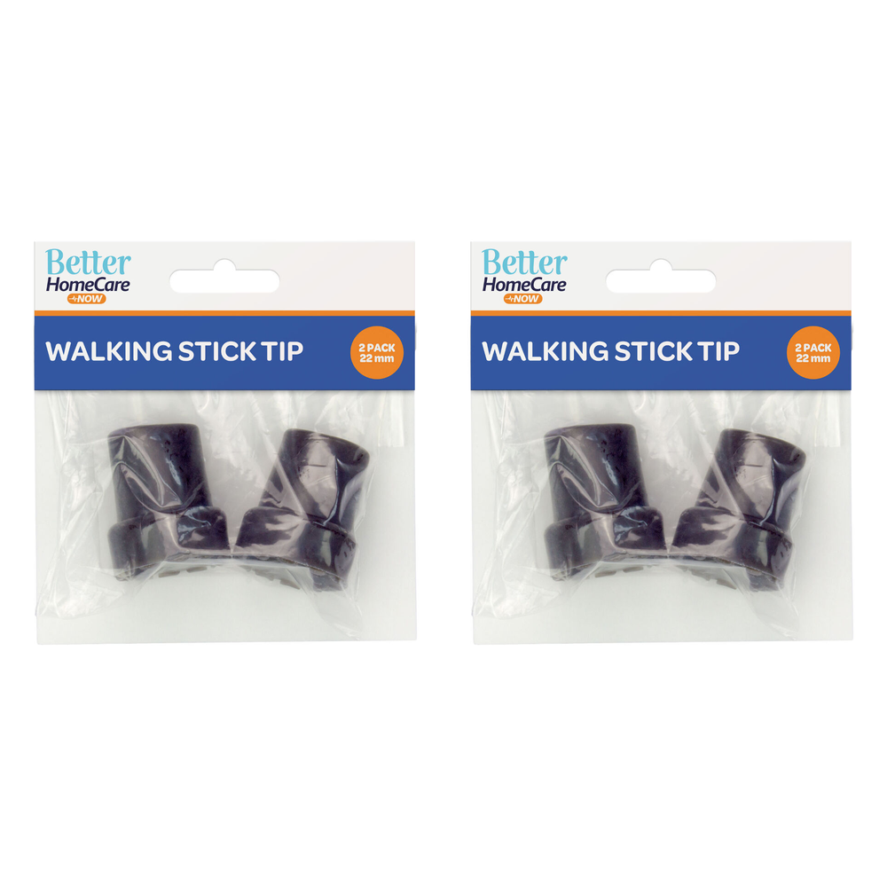 Better HomeCare Now Walking Stick Tips Rubber NonSlip End Bottom Grey 22mm 2x 2 Pack