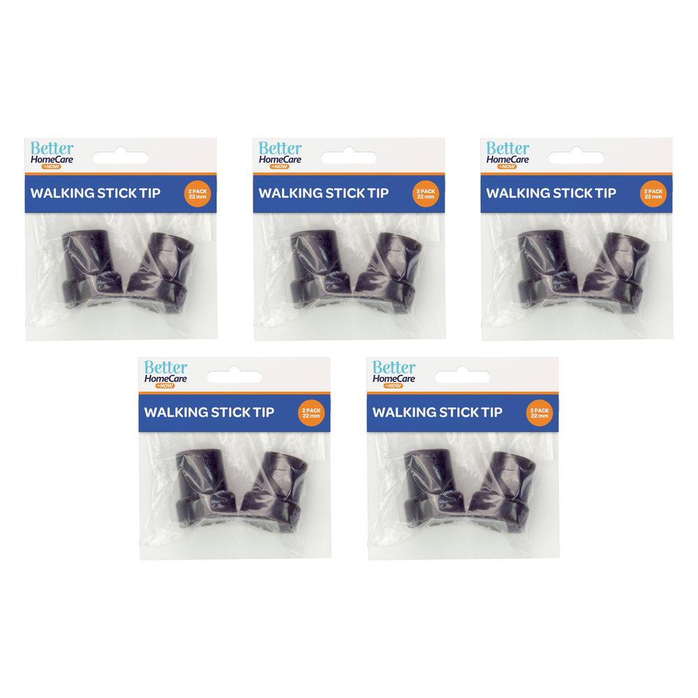 Better Home Care Now Walking Stick Tips Rubber Non Slip Grey 22mm Bundle of 5