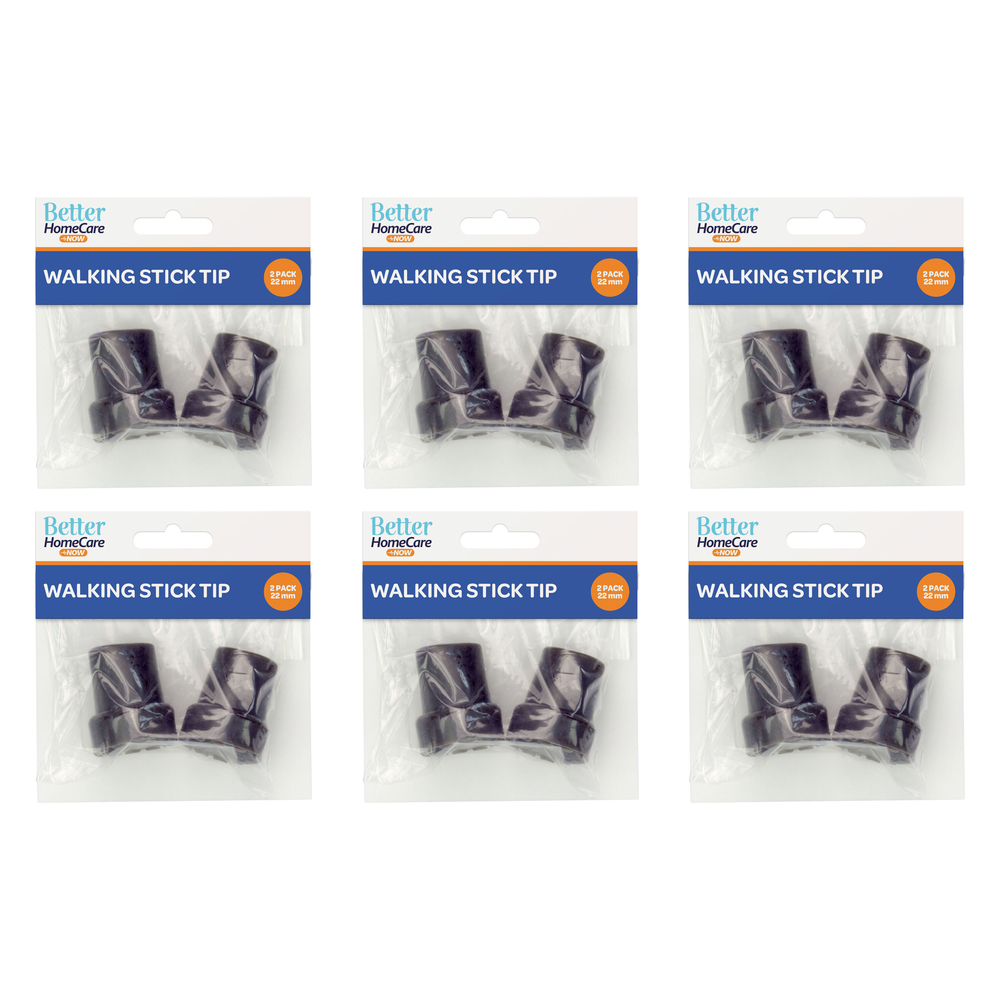 Better Home Care Now Walking Stick Tips 22mm Grey Non Slip 6 Pack