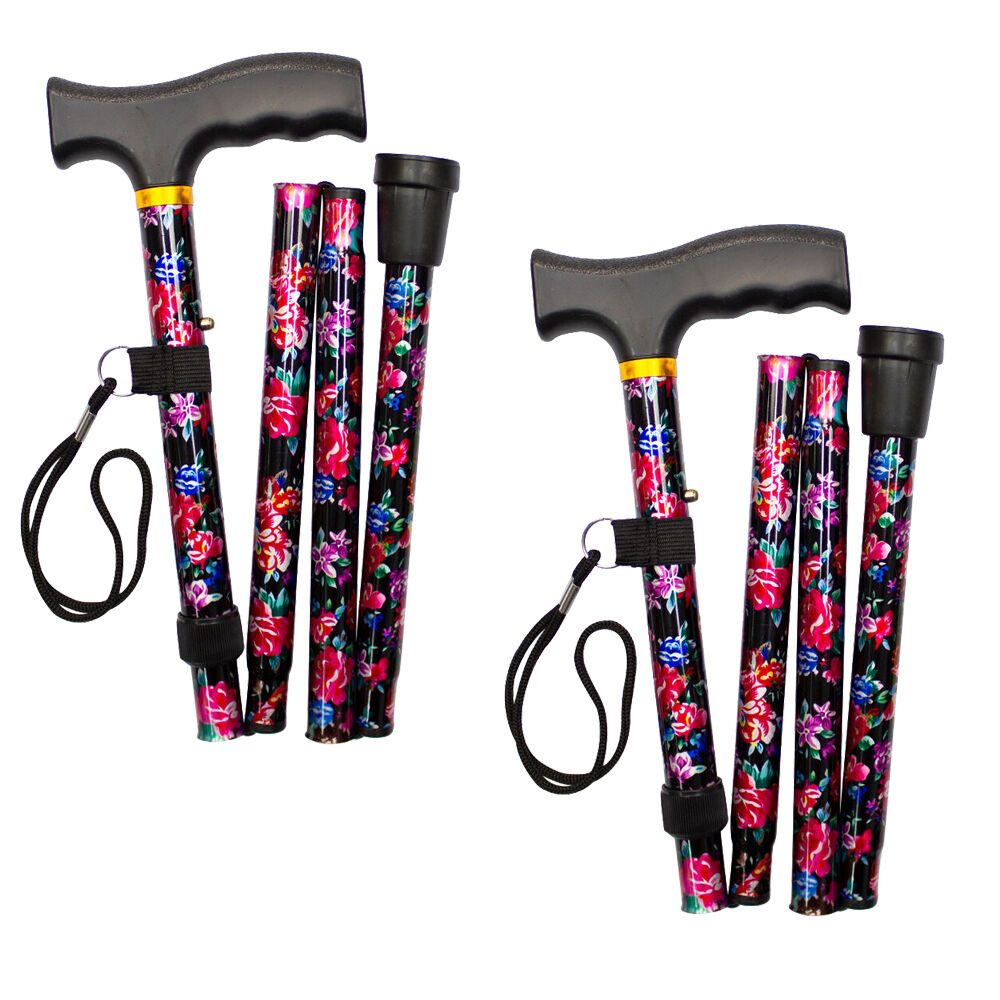 Better Home Care Folding Adjustable Walking Stick 33 to 37 inch Red and Black Pair