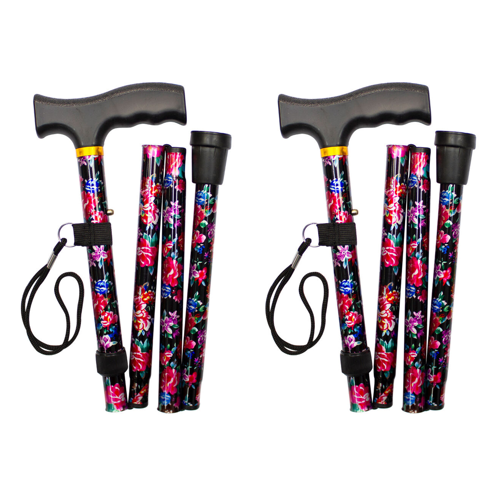 Better Home Care Folding Adjustable Walking Stick 33 to 37 inch Red and Black Pair