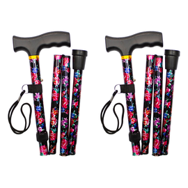 Better Home Care Folding Adjustable Walking Stick 33 to 37 inch Red and Black Pair