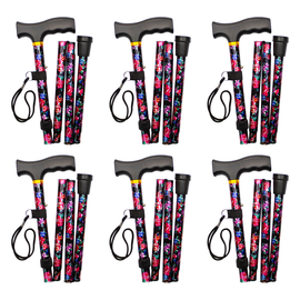 Better Home Care Now Bundle of 6 Folding Adjustable Walking Stick 33 to 37 in