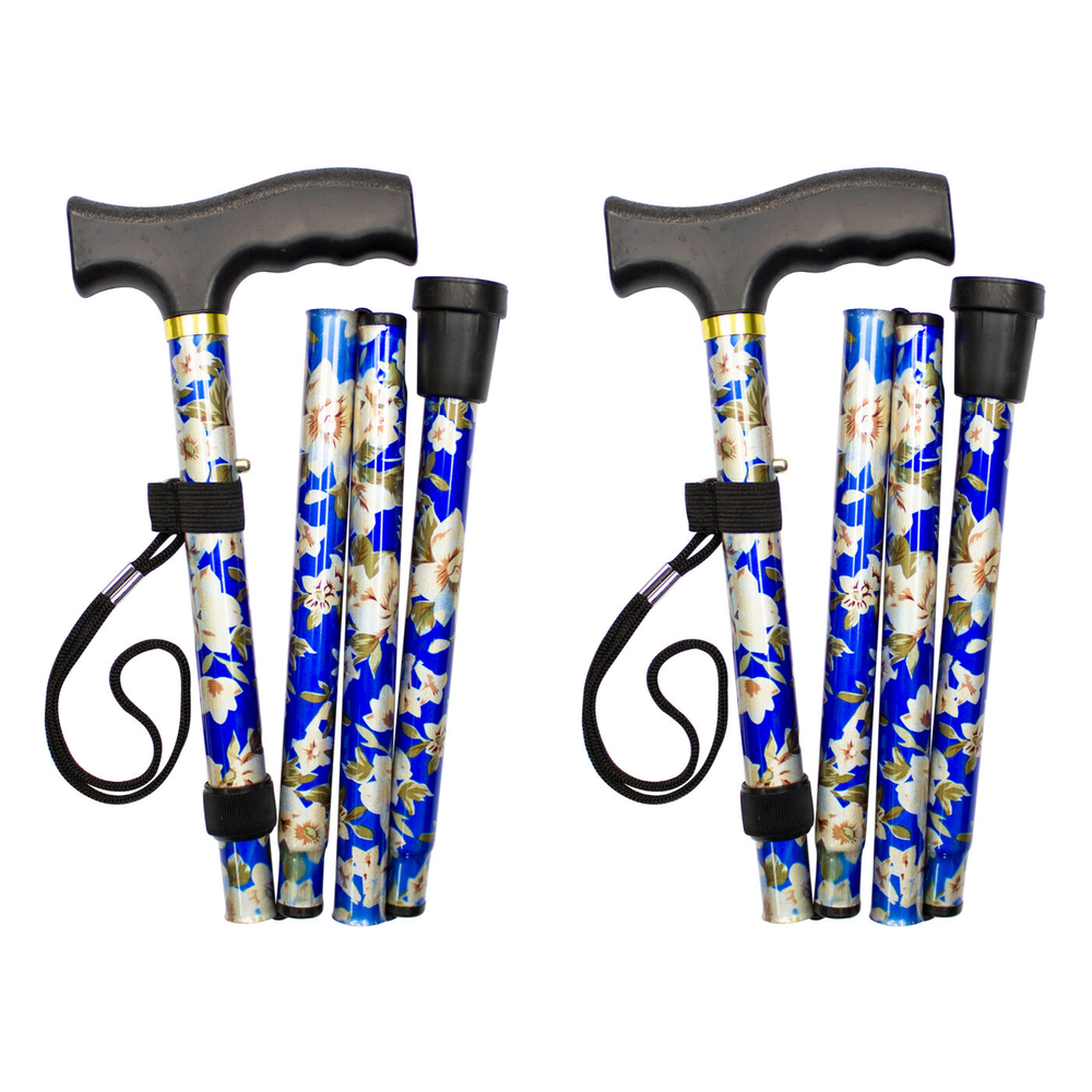 Better HomeCare Now Adjustable Folding Walking Stick 33 to 37 in Blue 2 Pack