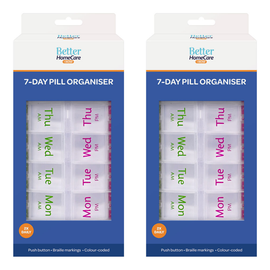 Better HomeCare Now 7 Day AM PM Pill Organiser with Braille Push Buttons x2