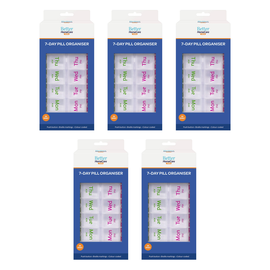 Better Homecare Now 7 Day Pill Organiser AM PM with Braille Push Buttons 5 Pack