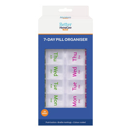 Better Homecare Now 7 Day Pill Organiser AM/PM with Braille & Push Buttons