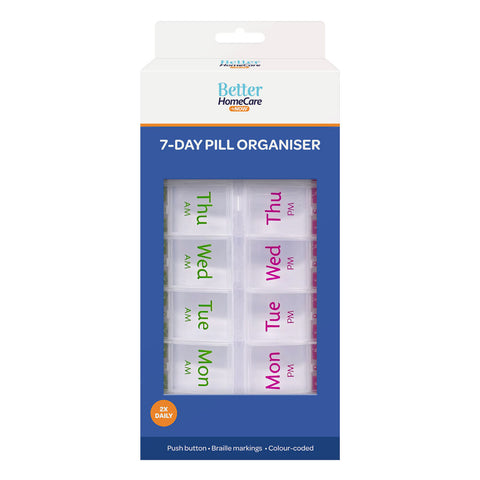 Better Homecare Now 7 Day Pill Organiser AM/PM with Braille & Push Buttons