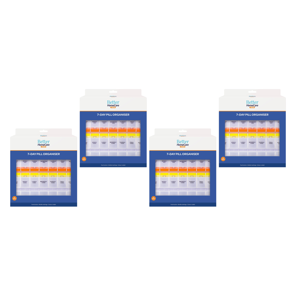 Better Homecare Now 7 Day Pill Organiser 4 Times Daily Bundle 4 Pack