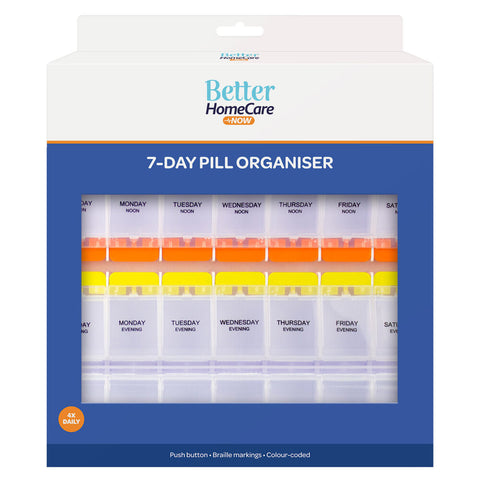 Better Homecare Now 7 Day Pill Organiser 4x Daily with Braille & Push Button
