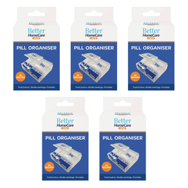 Better Homecare Now AM PM Pill Box Organiser Push Button with Braille 5 Pack