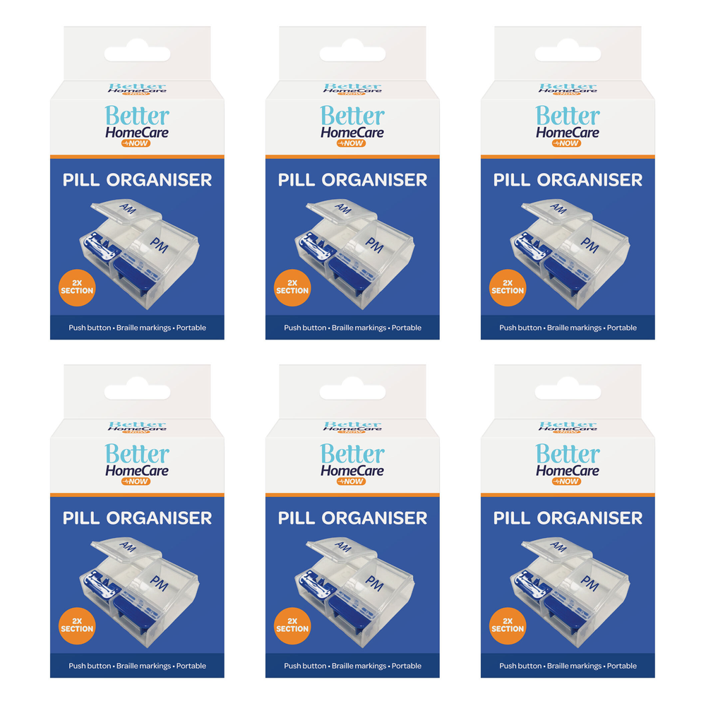 Better Homecare Now AM PM Pill Box Push Button Braille Bundle 6 Pack