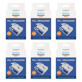 Better Homecare Now AM PM Pill Box Push Button Braille Bundle 6 Pack