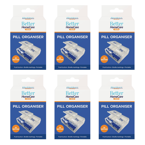 Better Homecare Now AM PM Pill Box Push Button Braille Bundle 6 Pack