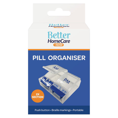 Better Homecare Now AM/PM Pill Box Organiser Push Button with Braille