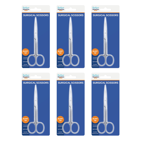 Better Homecare Now Surgical Scissors Blunt Tip Stainless Steel 6 Pack First Aid