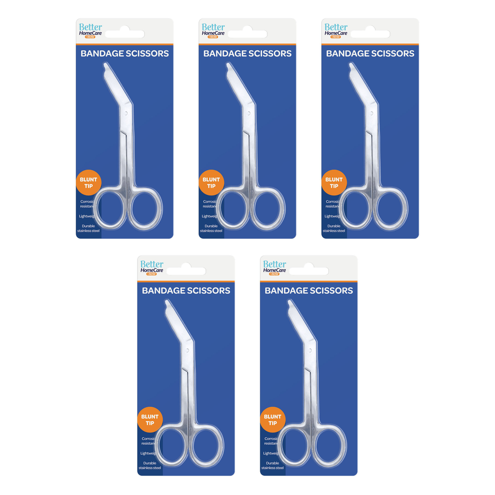 Better Homecare Now Bandage Scissors 5 Pack Blunt Tip Stainless Steel