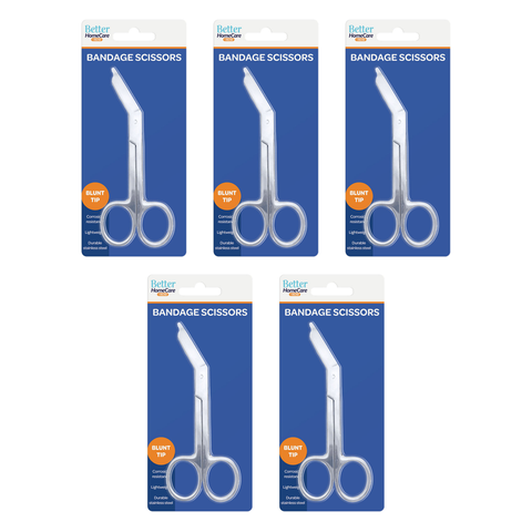 Better Homecare Now Bandage Scissors 5 Pack Blunt Tip Stainless Steel