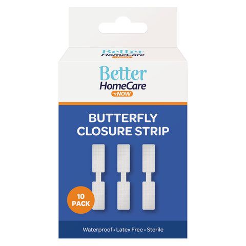 Better Homecare Now Waterproof Butterfly Closure Strips 10 Pack Latex-Free