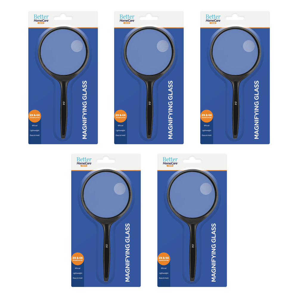Better Homecare Now Bifocal Magnifying Glass 7.5cm 2x and 4x Bundle of 5