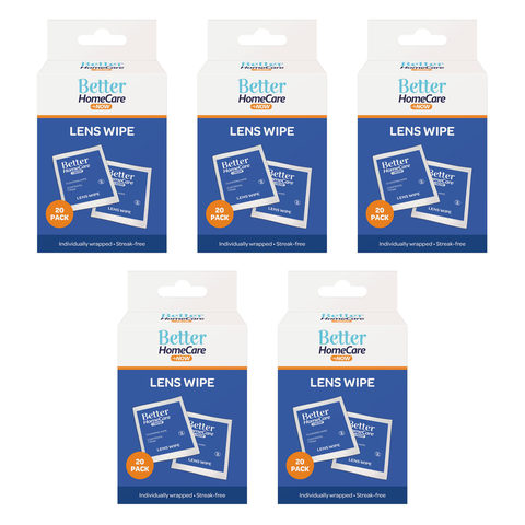 Better Homecare Now Lens Wipes 20 Pack Bundle of 5 Individually Wrapped