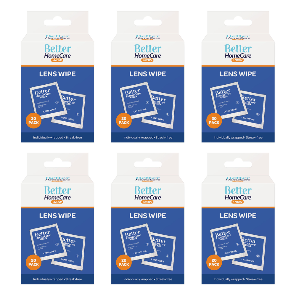 Better Homecare Now Lens Wipes 20 Pack Bundle of 6 Streak Free