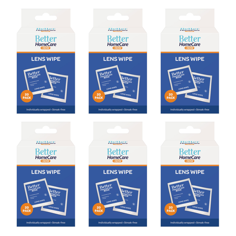 Better Homecare Now Lens Wipes 20 Pack Bundle of 6 Streak Free