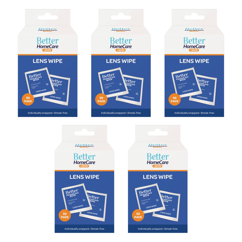 Better Homecare Now Lens Wipes 50 Pack Bundle of 5 Individually Wrapped