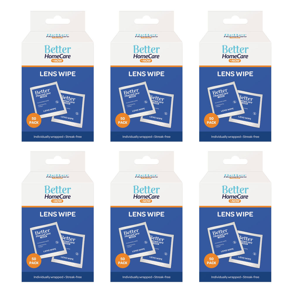 Better Homecare Now Lens Wipes 50 Pack Individually Wrapped Streak Free 6 Pack