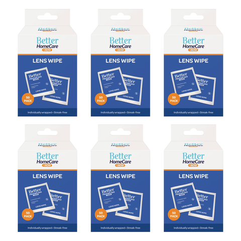 Better Homecare Now Lens Wipes 50 Pack Individually Wrapped Streak Free 6 Pack