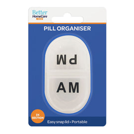Better Homecare Now 1 Day AM PM Pill Organizer Compact Daily Tablet Box