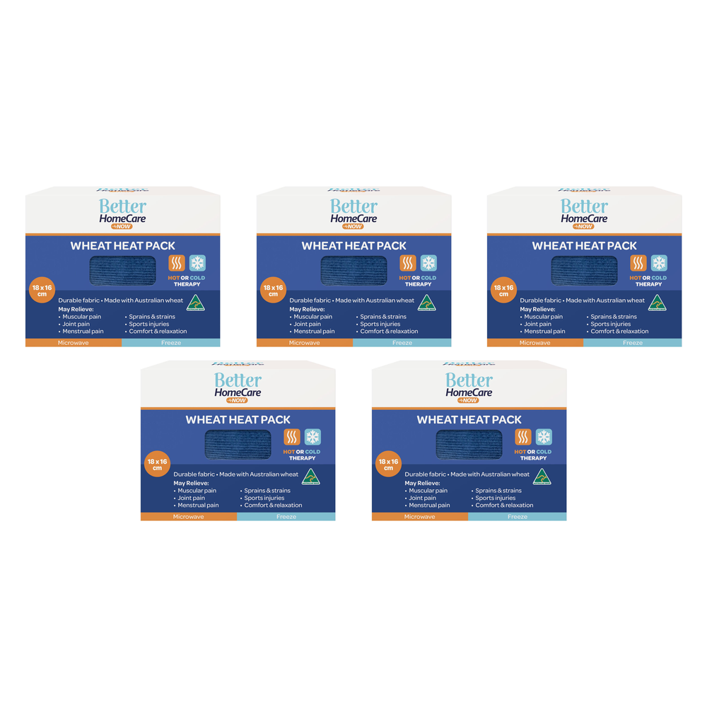 Better Homecare Now Wheat Heat Cold Pack 18x16cm 5 Pack Australian Made