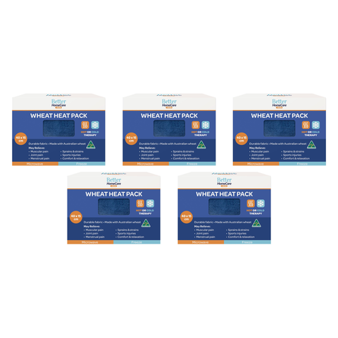 Better Homecare Now Wheat Heat and Cold Pack 40x15cm Bundle of 5 Australian Made