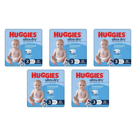 Huggies Ultra Dry Tailor-Made for Boys Size 3 22 Nappies x 4 Bundle of 5