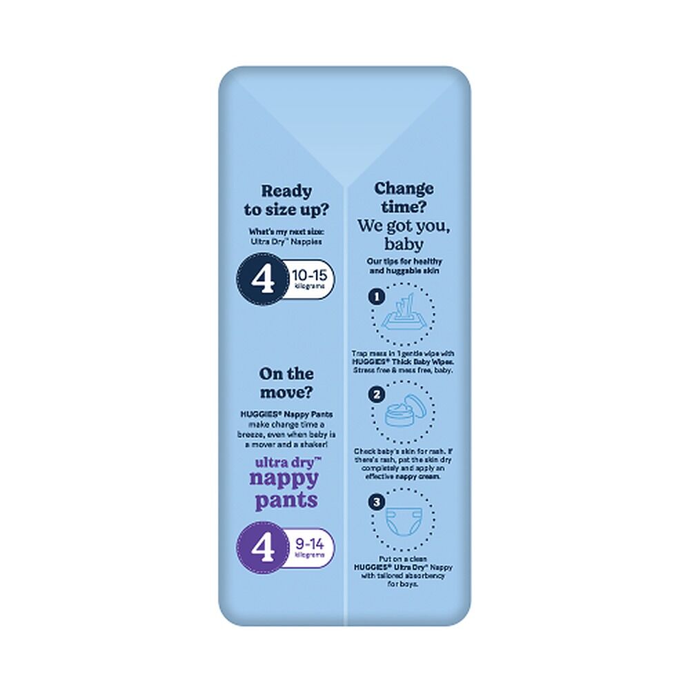 Huggies Ultra Dry Tailor-Made for Boys Size 3 22 Nappies x 4