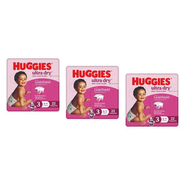 Huggies Ultra Dry Tailor-Made for Girls Size 3 22 Nappies x 4 Bundle of 3