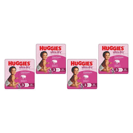Huggies Ultra Dry Tailor-Made for Girls Size 3 22 Nappies x 4 Bundle of 4