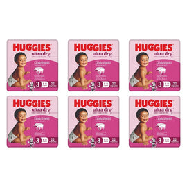 Huggies Ultra Dry Tailor-Made for Girls Size 3 22 Nappies x 4 Bundle of 6
