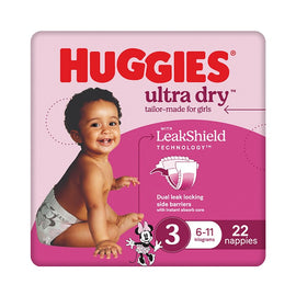 Huggies Ultra Dry Tailor-Made for Girls Size 3 22 Nappies x 4