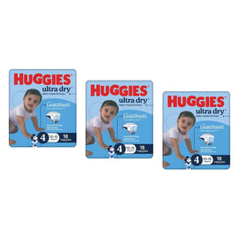 Huggies Ultra Dry Tailor-Made for Boys Size 4 18 Nappies x 4 Bundle of 3