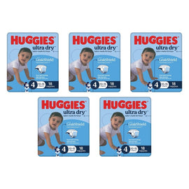 Huggies Ultra Dry Tailor-Made for Boys Size 4 18 Nappies x 4 Bundle of 5