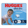 Huggies Ultra Dry Tailor-Made for Boys Size 4 18 Nappies x 4