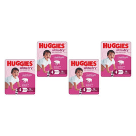 Huggies Ultra Dry Tailor-Made for Girls Size 4 18 Nappies x 4 Bundle of 4