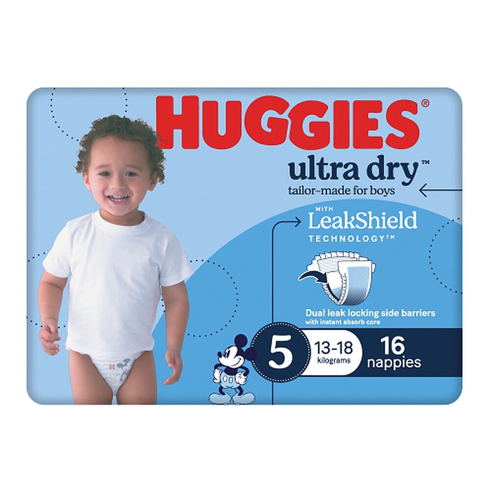 Huggies Ultra Dry Tailor-Made for Boys Size 5 16 Nappies x 4