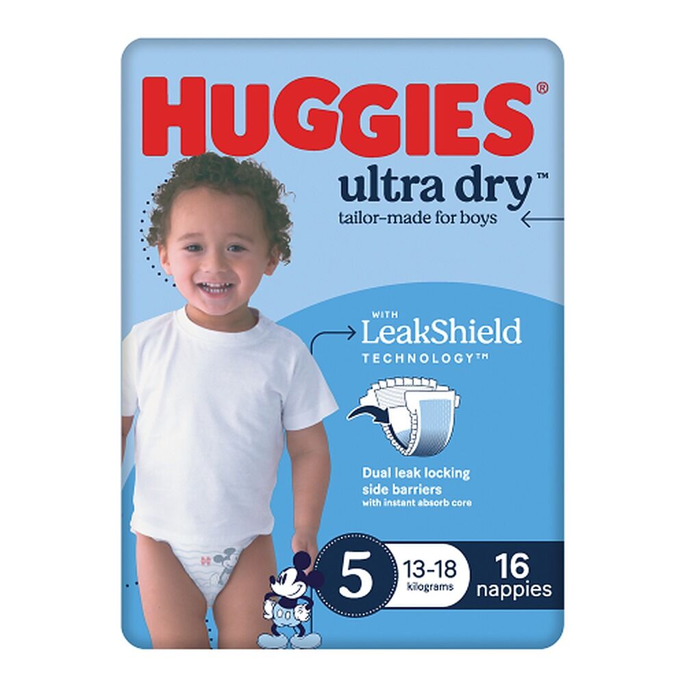 Huggies Ultra Dry Tailor-Made for Boys Size 5 16 Nappies